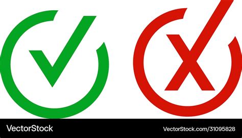 Correct no yes icon right symbol check mark Vector Image