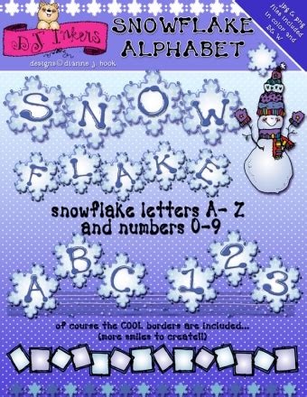 Snowflake clip art alphabet by DJ Inkers