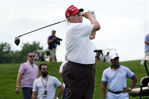 Trump Tees Off In LIV Golf Pro-am With Dustin Johnson & Bryson Dechambeau | Conservative News Daily™