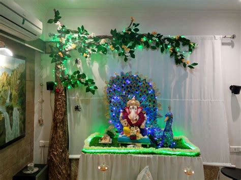 Ganesh chaturthi decoration | Ganpati decoration design, Ganesh chaturthi decoration, Ganapati ...