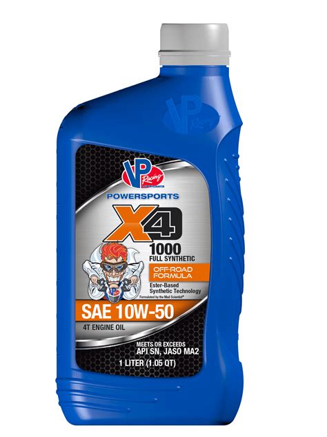 10w50 Motorcycle Oil: X4-1000 Synthetic Dirt Bike Oil | VP Racing Fuels