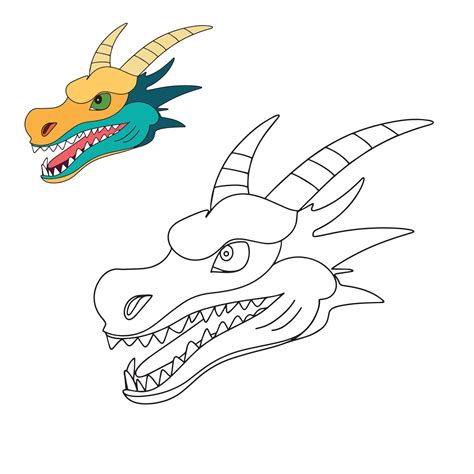 Coloring book for children, cartoon character, mystic animals, Dragon head 26560043 Vector Art ...