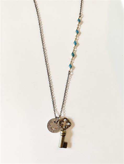 Long Vintage SC Token & Key Necklace – The Scarlet Poppy