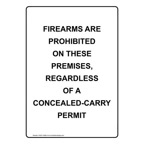 White Vertical Sign - Firearms Are Prohibited On These Premises,