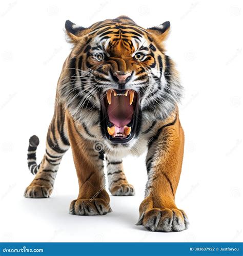 Fierce Bengal Tiger Roaring. Generative Ai Stock Illustration ...