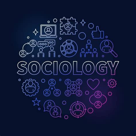 Premium Vector | Sociology and social interaction concept vector round outline colored banner ...