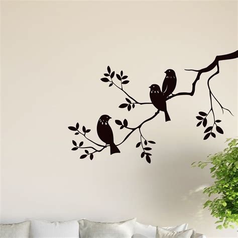 Birds on Tree Branch Wall Vinyl Sticker Decal Livingroom Children Mural ...