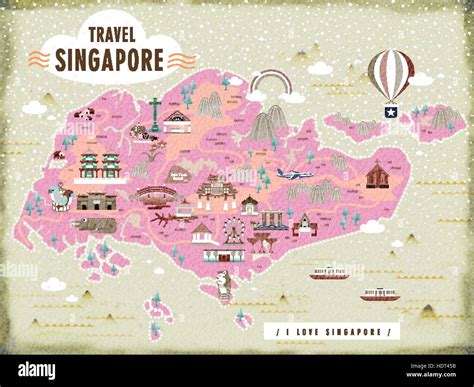 Singapore travel map with lovely attractions in flat design Stock Vector Image & Art - Alamy