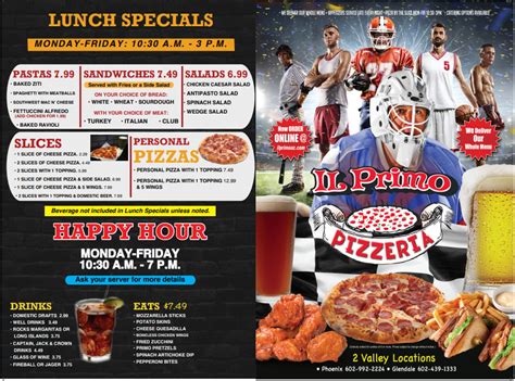 Il Primo Pizza & Wings Menu