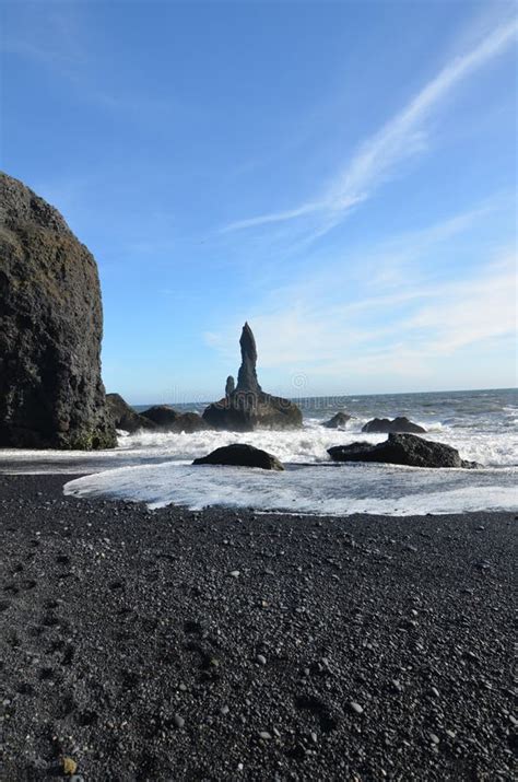 Reynisdrangar Sea Stacks Off the Coast of Vik Iceland Stock Image ...