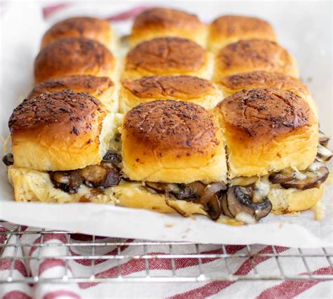 Vegetarian Cheesy Mushroom Sliders | Carolyn's Cooking