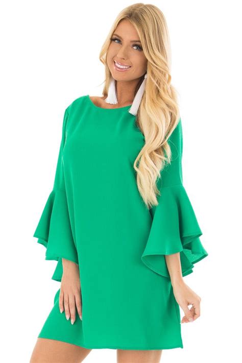 Lime Lush Boutique - Kelly Green Dress with Trumpet Sleeves, $46.99 ...