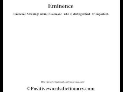 Eminence definition | Eminence meaning - YouTube