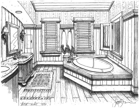 Bathroom Design, Bathroom Ideas, Interior Design Drawing, Perspective Drawing, Sketch | Interior ...