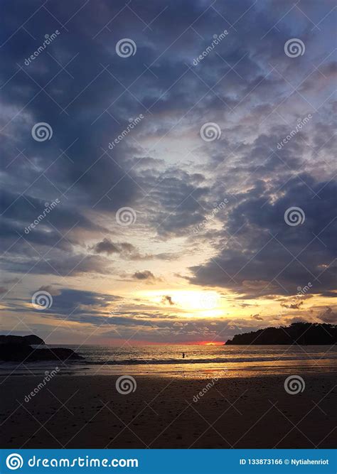 Tropical Sunset Inspiration View at Manuel Antonio Beach Stock Photo ...