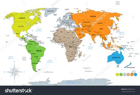 Political World Map On White Background Stock Vector (Royalty Free ...