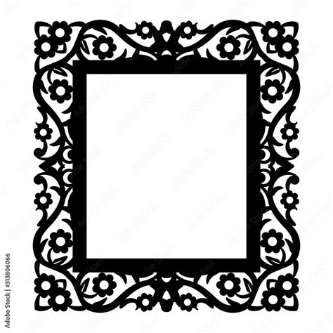 Laser cut photo frame. Decorative rectangular line art for design ...