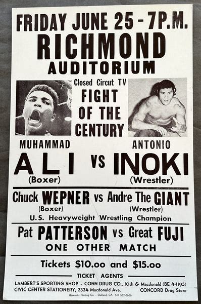 ALI, MUHAMMAD-ANTONIO INOKI & CHUCK WEPNER-ANDRE THE GIANT CLOSED CIRC ...