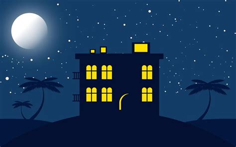 Premium Vector | Cartoon house illustration at night vector