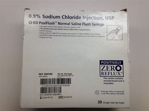 BD 306546 0.9% Sodium Chloride Injection, USP PosiFlush Normal Saline ...