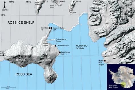 Ross Island and Mount Erebus - Maps of Antarctica