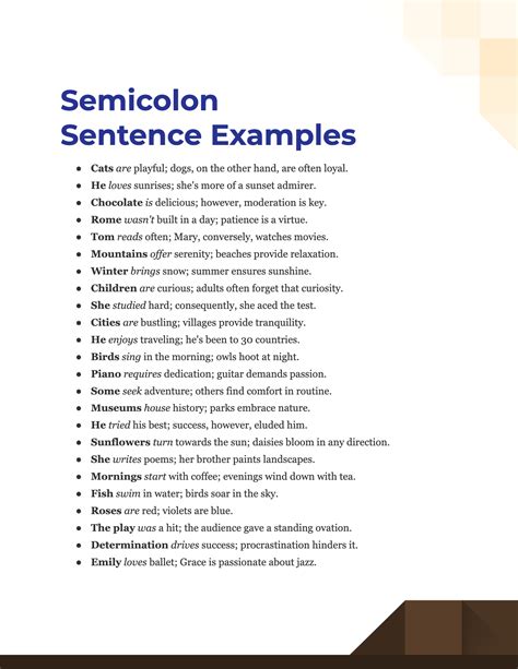 Semicolon Sentence - 99+ Examples, PDF, Tips - Worksheets Library