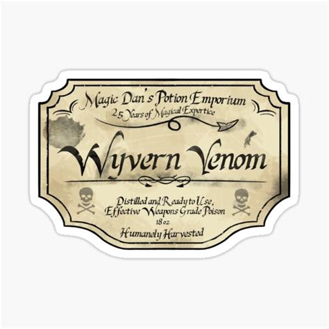 "Potion Bottle Label: Wyvern Venom" Sticker for Sale by KrypticDee | Redbubble
