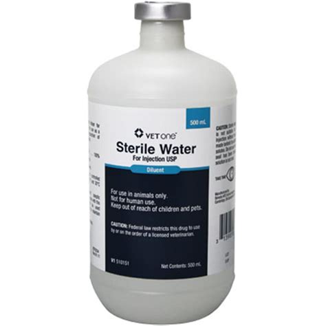Sterile Water for Injection USP 500 mL for Horses