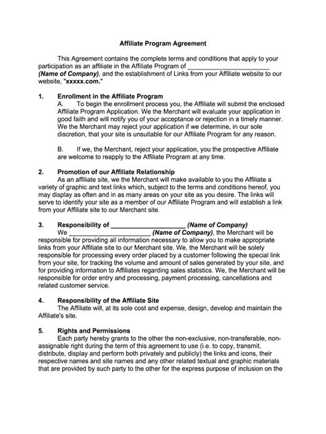 One page affiliate agreement template: Fill out & sign online | DocHub