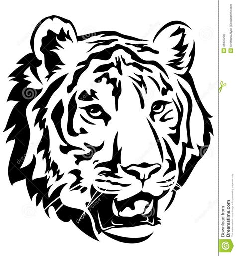 Tiger. Head emblem design - big cat black and white vector outline #Sponsored , #emblem, #design ...
