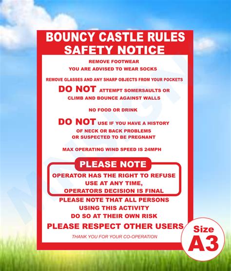 Bouncy castle rules safety sign – Bouncy Signs