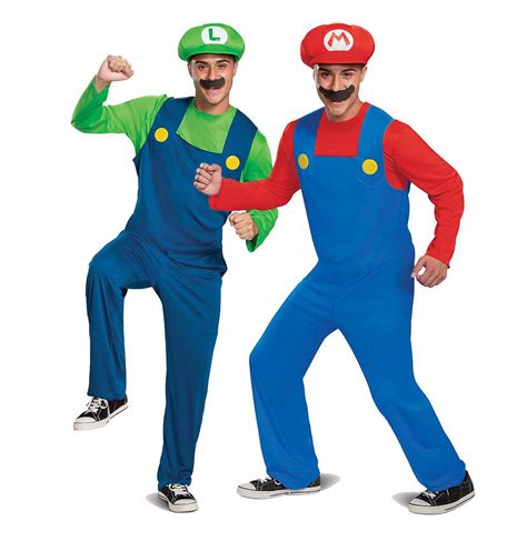 Super Mario Bros Adult Halloween Costume Set - Mario and Luigi ...