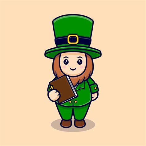 Cute Leprechaun Bring Book Cartoon Character For Saint Patrick's Day 5054576 Vector Art at Vecteezy