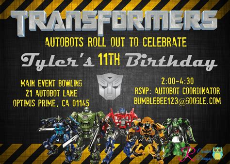 Transformers Inspired Party Invitation | Birthday | Cards - Zeppy.io | Transformers birthday ...