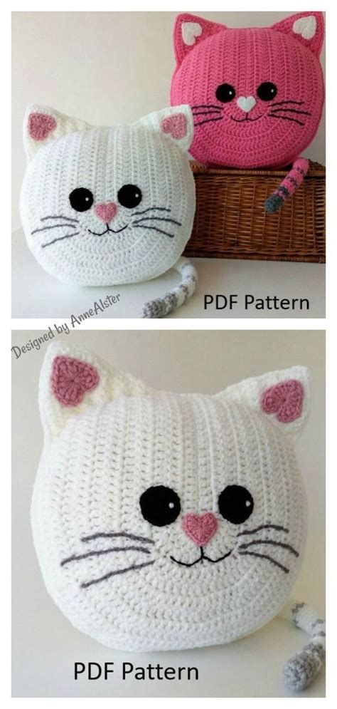 The Fun Animal Cat Pillow Free Crochet Pattern has adorable designs ...