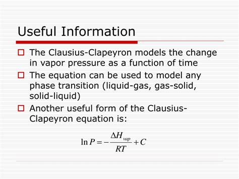 PPT - Clausius-Clapeyron Equation PowerPoint Presentation, free ...