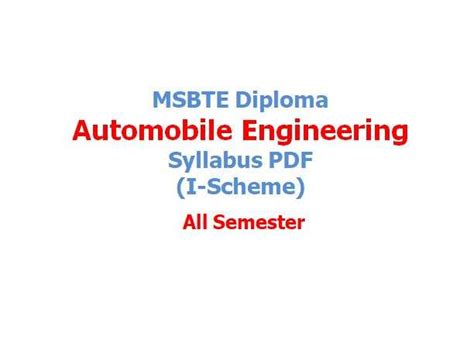 MSBTE Automobile Engineering Syllabus I-Scheme - TruExams