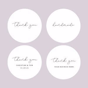 Cursive Round Thank You Stickers Thank You Stickers Thank - Etsy