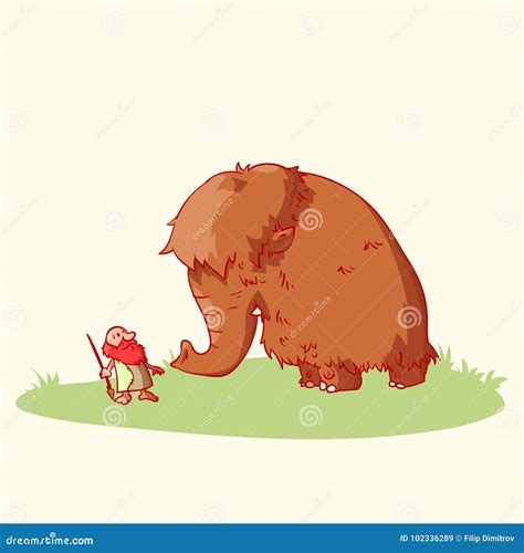 Cartoon Caveman and Mammoth Stock Vector - Illustration of mamoth ...