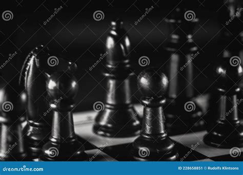 Chess Board Game. Strategy Ideas Concept. Black and White Stock Image - Image of electronic ...