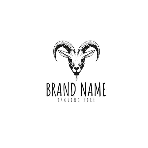 Premium Vector | Goat's head black and white logo