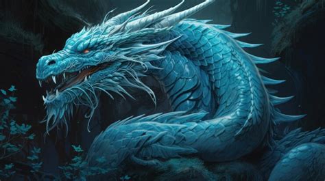 Premium Photo | Blue chinese dragon digital painting concept art