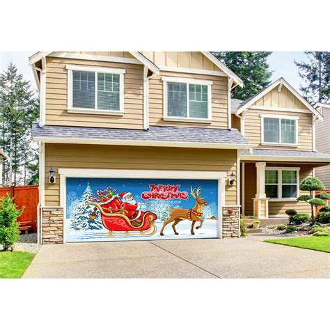 7' x 16' Red and Blue "Merry Christmas" Outdoor Double Car Garage Door Banner - Walmart.com ...