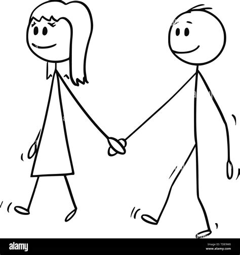 Stick People Holding Hands Girl