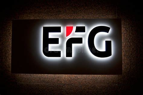 Illuminated EFG Bank logo editorial stock photo. Image of economic ...