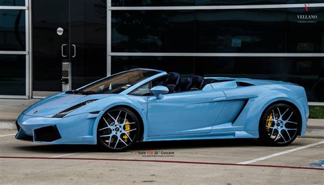 Baby Blue Convertible Lamborghini Gallardo Customized and Put on Color Matched Rims — CARiD.com ...