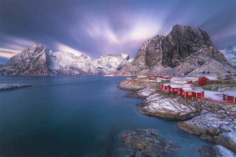 House Lake Lofoten Mountain Norway Reine Snow Town Winter Wallpaper - Resolution:2048x1365 - ID ...