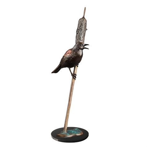 Bronze Red-winged Black Bird Sculpture - Caswell Sculpture