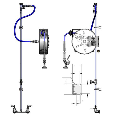 T&S B-1458 30' Enclosed Stainless Steel Hose Reel Assembly with Exposed Piping and Accessories