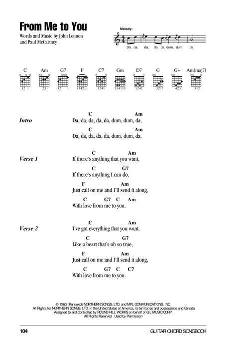 From Me To You by The Beatles - Guitar Chords/Lyrics - Guitar Instructor